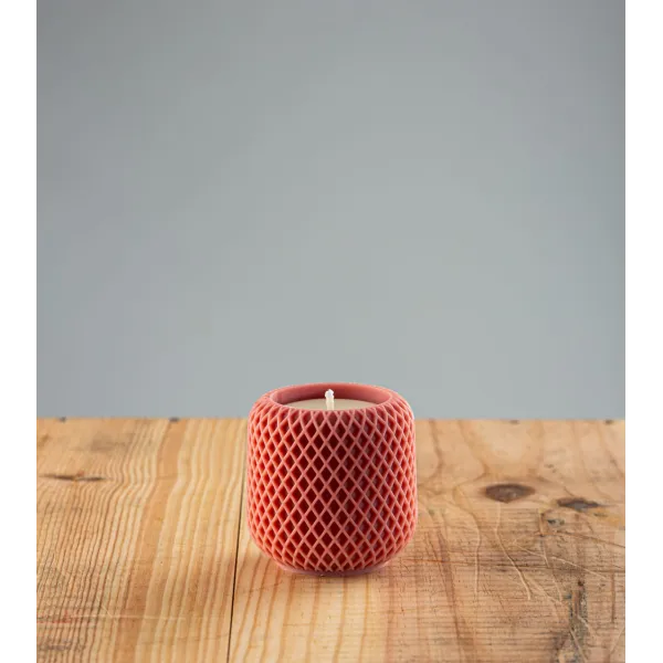 Bougie artisanale Garance, bougie naturelle en cire végétale de colza, couleur terracotta, vue de face