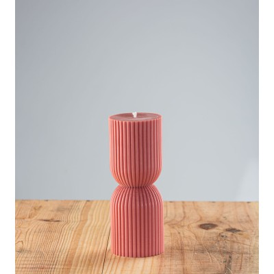 Bougie artisanale terracotta Hémorine, bougie naturelle en cire végétale de colza, design colonne grecque, vue de face