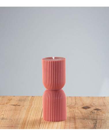Bougie artisanale terracotta Hémorine, bougie naturelle en cire végétale de colza, design colonne grecque, vue de face