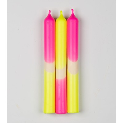 Électro Sunrise - Collection Fluo Électrique | Bougies Naturelles colorées | Ø 2,1 cm x H 20 cm | Pack de 3