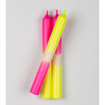 Électro Sunrise - Collection Fluo Électrique | Bougies Naturelles colorées | Ø 2,1 cm x H 20 cm | Pack de 3