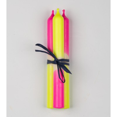 Électro Sunrise - Collection Fluo Électrique | Bougies Naturelles colorées | Ø 2,1 cm x H 20 cm | Pack de 3