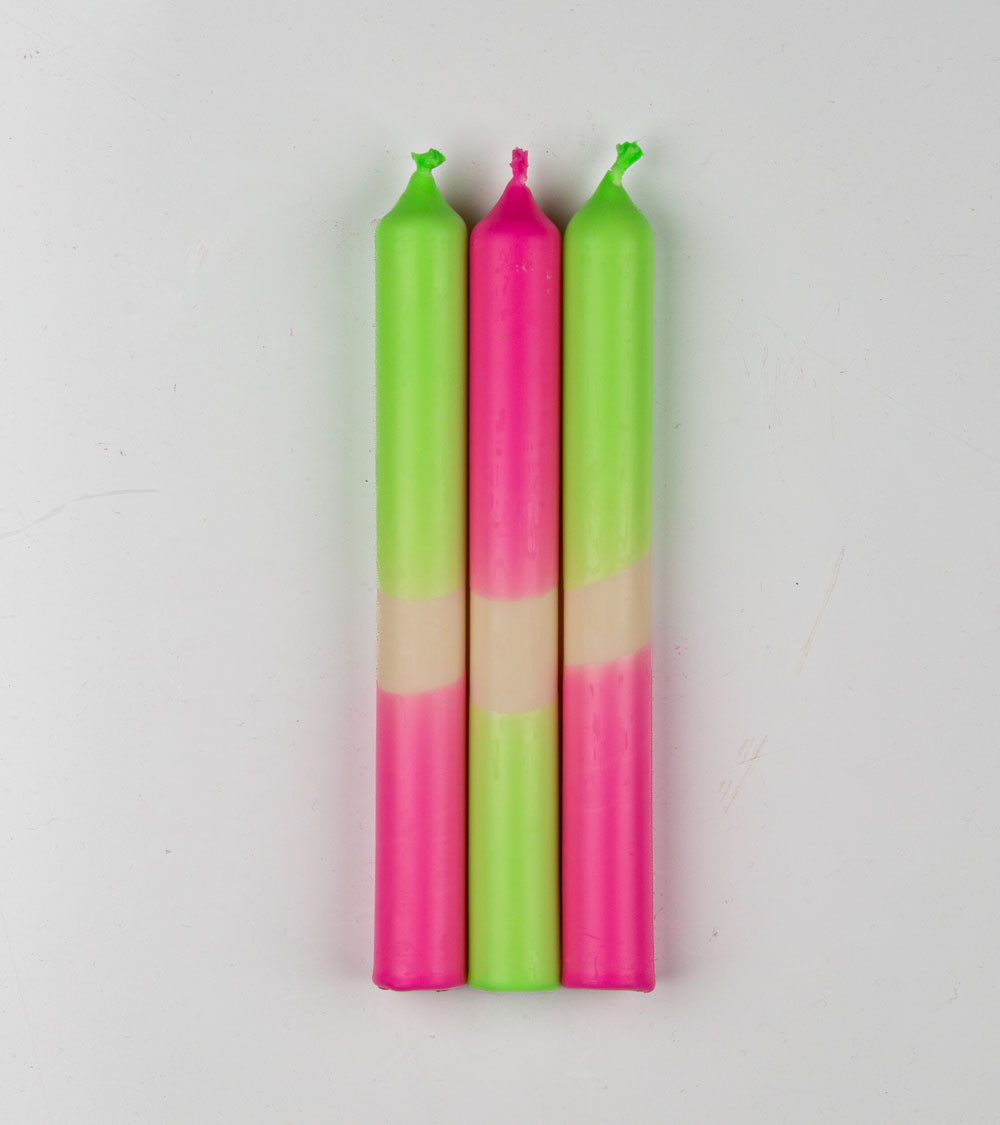 Shock Wave - Collection Fluo Électrique | Bougies Naturelles colorées | Ø 2,1 cm x H 20 cm | Pack de 3