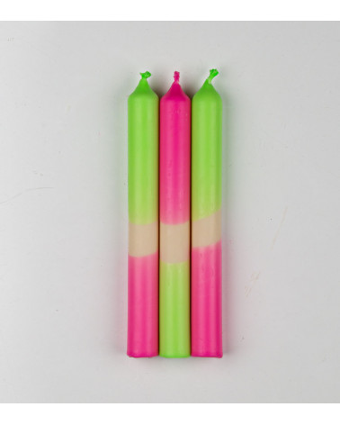 Shock Wave - Collection Fluo Électrique | Bougies Naturelles colorées | Ø 2,1 cm x H 20 cm | Pack de 3