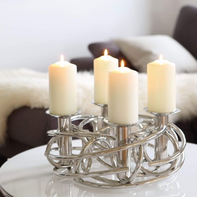 Bougeoir couronne décorative CORONA, argenté D 40cm