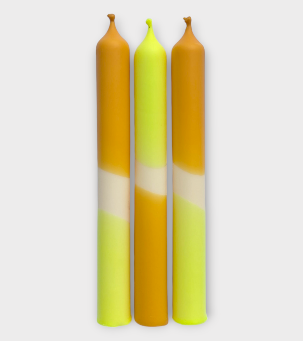 Ocre Solaire - Collection Terres cuites | Bougies Naturelles colorées | Ø 2,1 cm x H 20 cm | Pack de 3