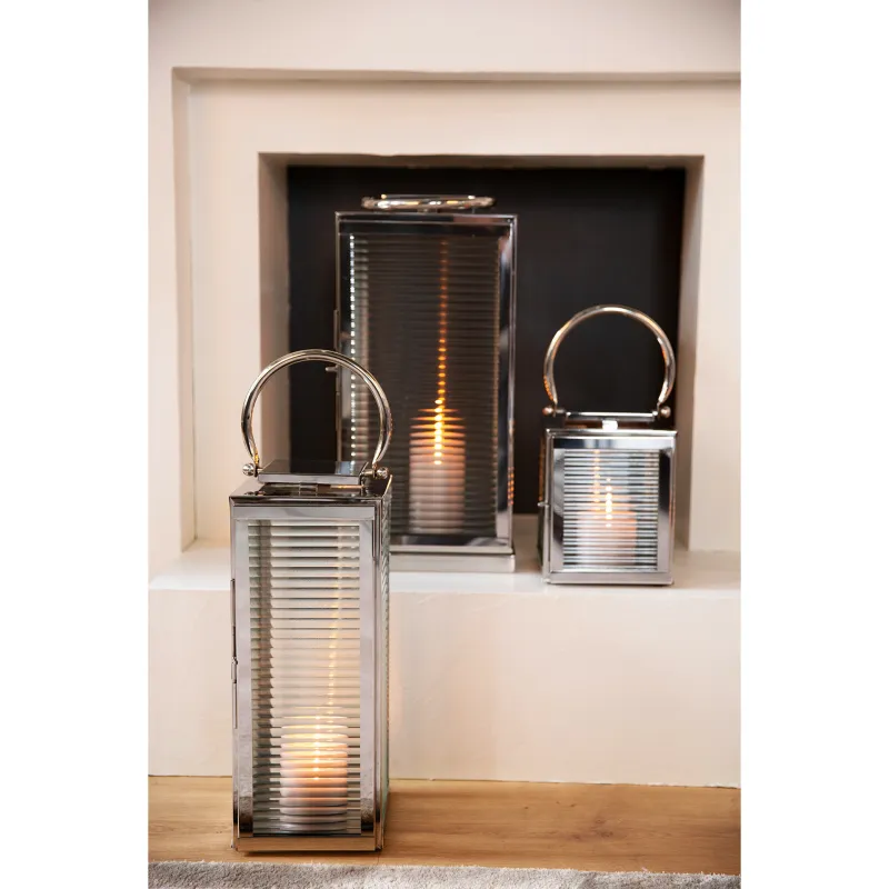 Lanterne Malaga 43 cm – Lanterne design verre cannelé