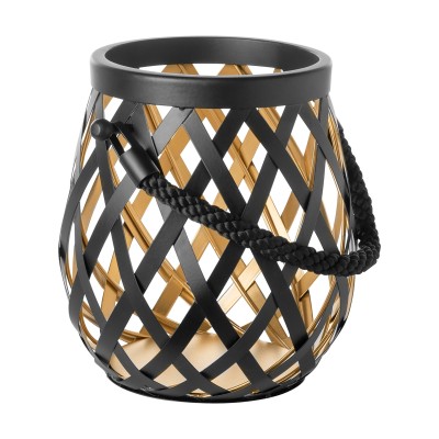 Lanterne OTIS noir en acier inoxydable - H 24 cm