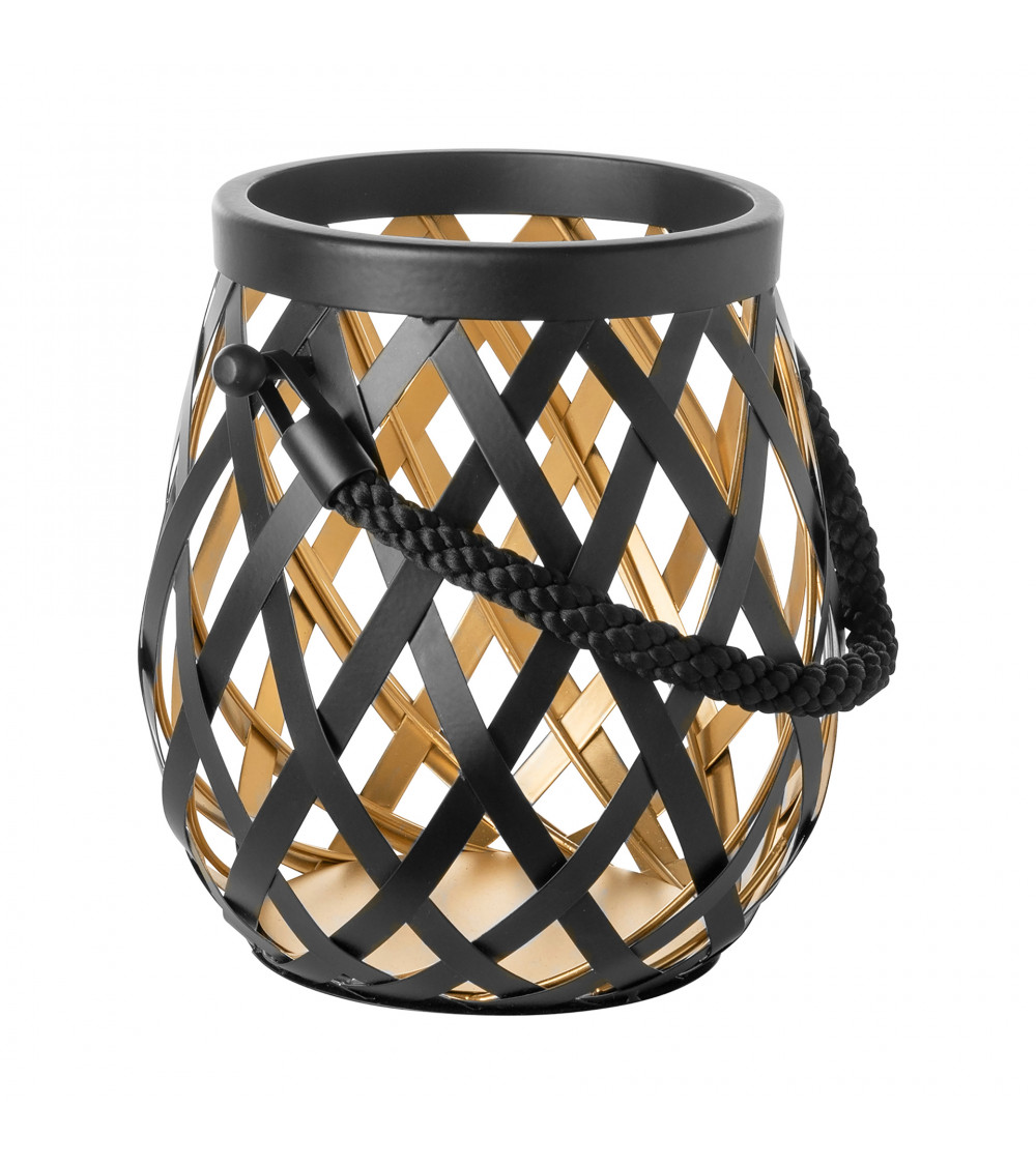 Lanterne OTIS noir en acier inoxydable - H 24 cm