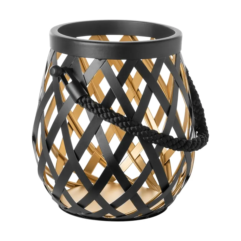 Lanterne OTIS noir en acier inoxydable - H 24 cm