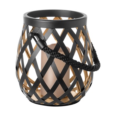 Lanterne OTIS noir en acier inoxydable - H 24 cm