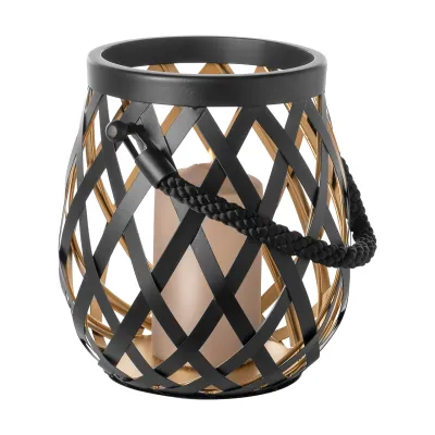 Lanterne OTIS noir en acier inoxydable - H 24 cm