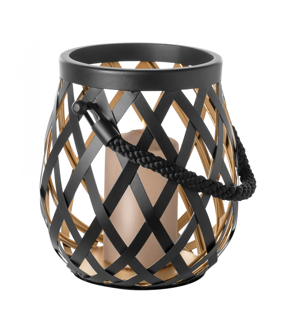 Lanterne OTIS noir en acier inoxydable - H 24 cm