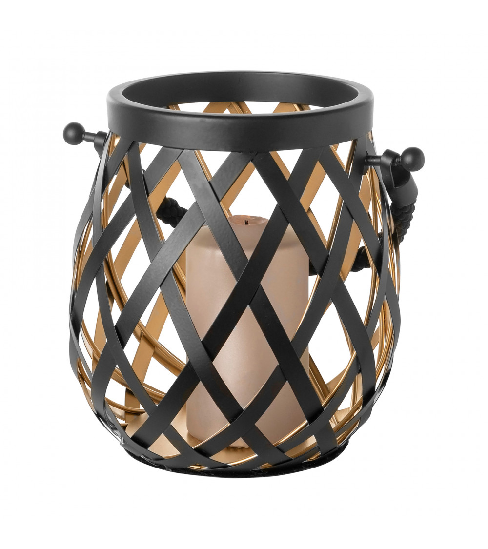 Lanterne OTIS noir en acier inoxydable - H 24 cm