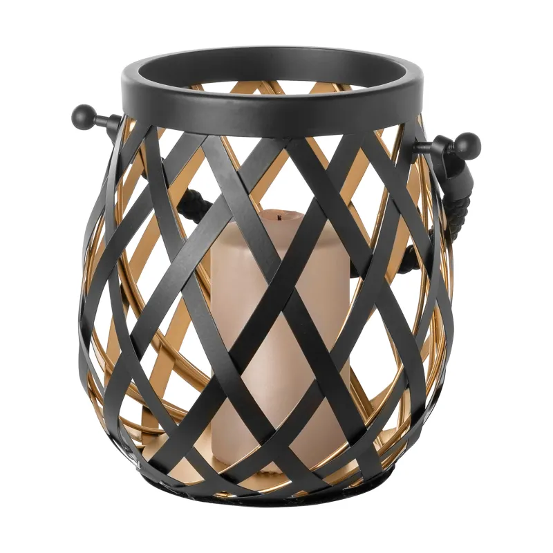 Lanterne OTIS noir en acier inoxydable - H 24 cm