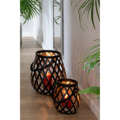 Lanterne OTIS noir en acier inoxydable - H 24 cm