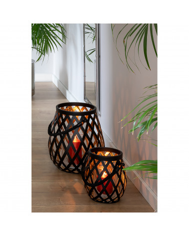Lanterne OTIS noir en acier inoxydable - H 24 cm