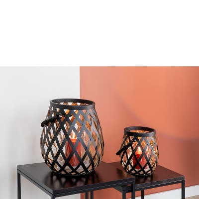 Lanterne OTIS noir en acier inoxydable - H 24 cm
