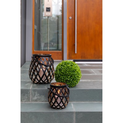 Lanterne OTIS noir en acier inoxydable - H 24 cm