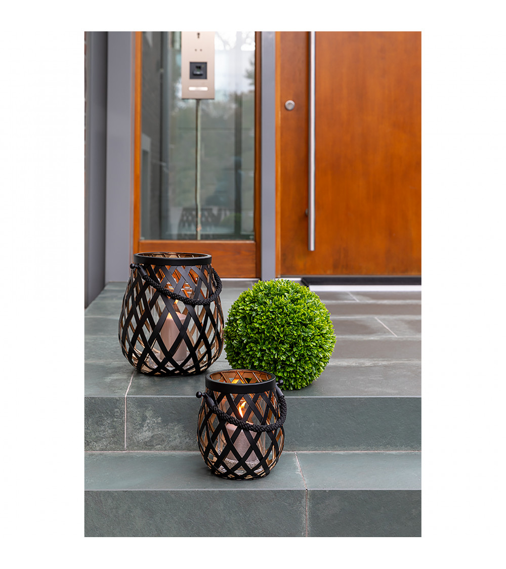 Lanterne OTIS noir en acier inoxydable - H 24 cm