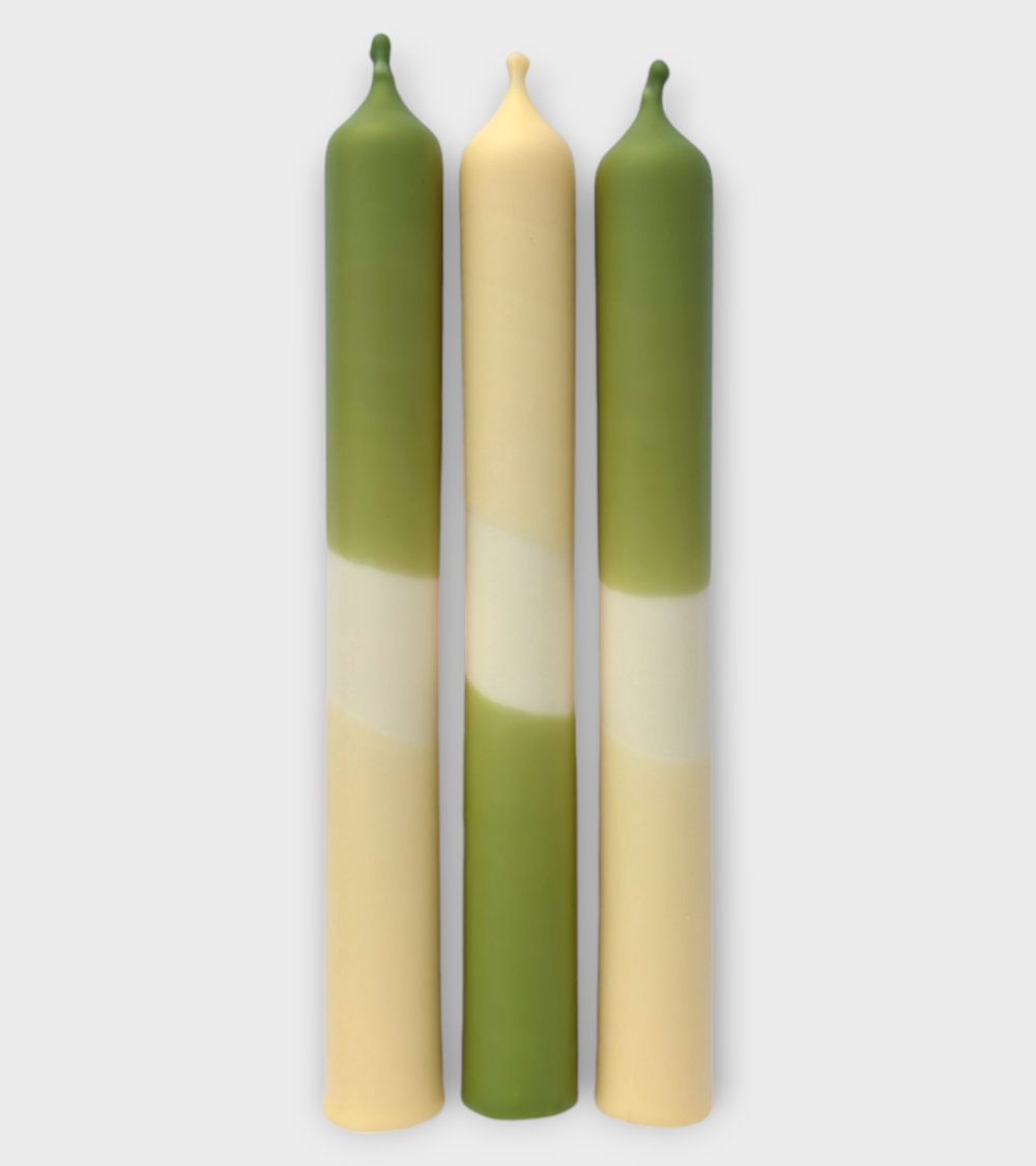 Herbe douce - Collection Oasis pastel | Bougies Naturelles colorées | Ø 2,1 cm x H 20 cm | Pack de 3