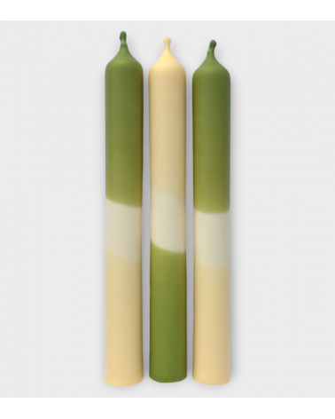 Herbe douce - Collection Oasis pastel | Bougies Naturelles colorées | Ø 2,1 cm x H 20 cm | Pack de 3
