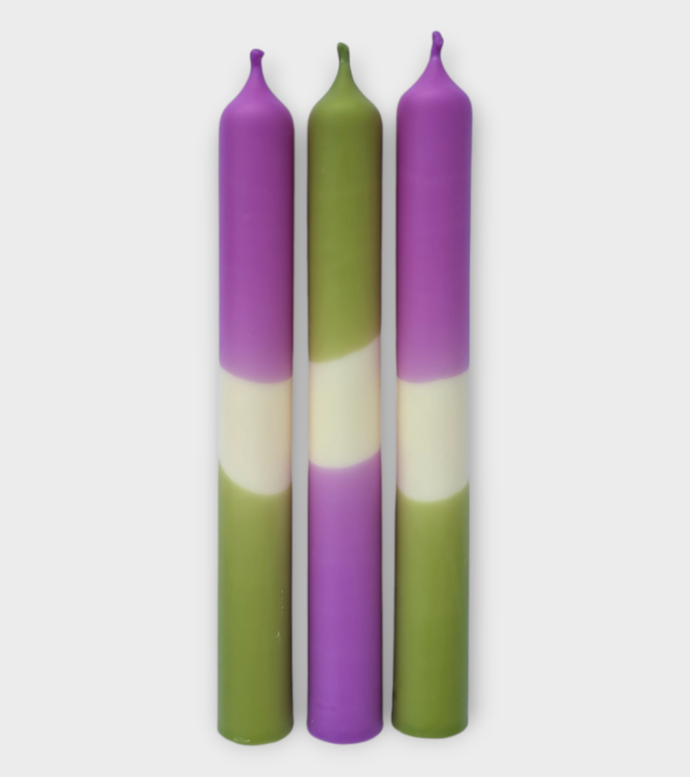 Douce lavande - Collection Oasis pastel | Bougies Naturelles colorées | Ø 2,1 cm x H 20 cm | Pack de 3