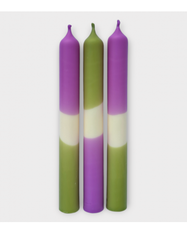 Douce lavande - Collection Oasis pastel | Bougies Naturelles colorées | Ø 2,1 cm x H 20 cm | Pack de 3