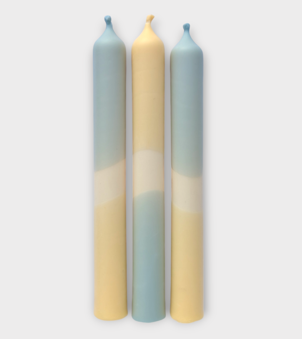 Ciel de dune - Collection Oasis pastel | Bougies Naturelles colorées | Ø 2,1 cm x H 20 cm | Pack de 3