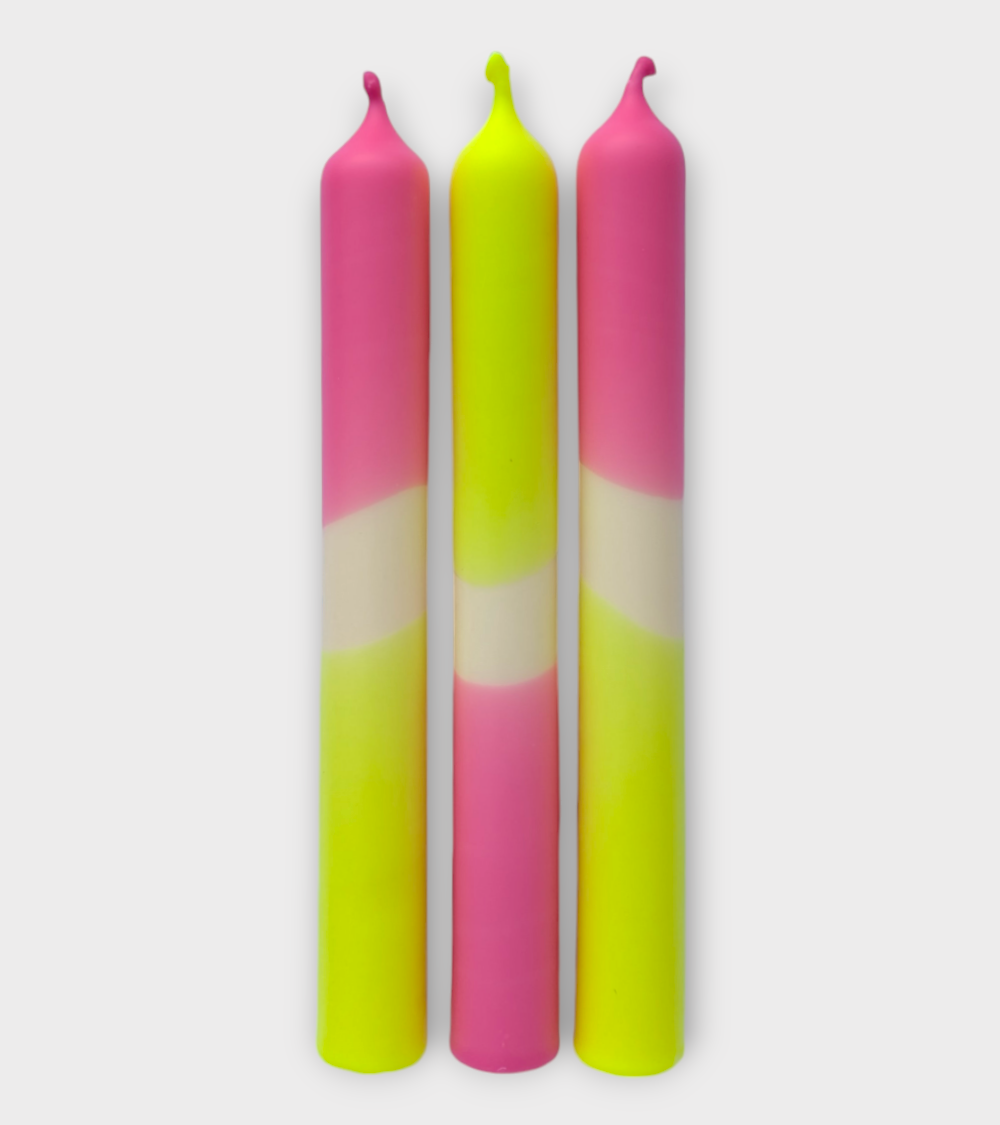 Flash tropical - Collection Fluo Électrique | Bougies Naturelles colorées | Ø 2,1 cm x H 20 cm | Pack de 3