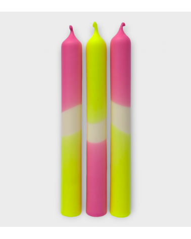 Flash tropical - Collection Fluo Électrique | Bougies Naturelles colorées | Ø 2,1 cm x H 20 cm | Pack de 3
