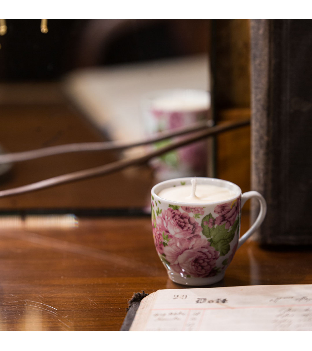 Bougie tasse à café upcyclée "Abéline" - Collection nature