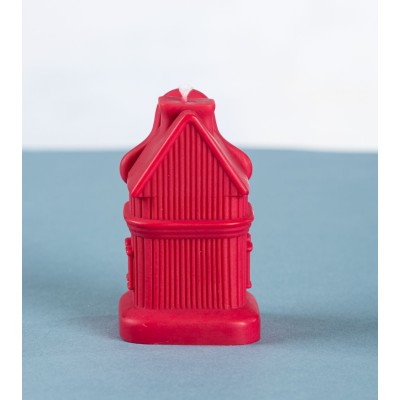 Bougie en forme de maison "Sweet Dwelling Home" – vue arrière, en cire naturelle de colza, fabrication artisanale française.
