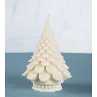 Bougie sapin de Noël pomme de pin - naturelle et artisanale - crème