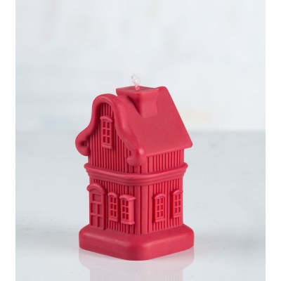 Bougie naturelle "Sweet Dwelling Home" en cire végétale, finition rouge bordeaux – vue 3/4, fabriquée en France.