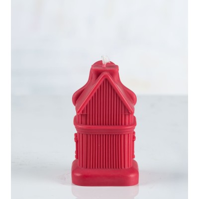 Bougie en forme de maison "Sweet Dwelling Home" – vue arrière, en cire naturelle de colza, fabrication artisanale française.