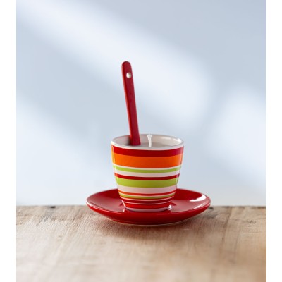 Bougie parfumée rouge à la rose pays – en tasse vintage, pour une ambiance florale et chaleureuse.