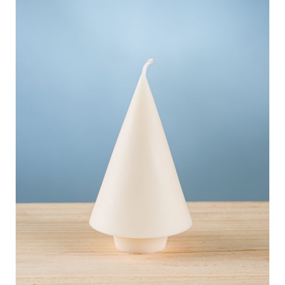 Bougie sapin minimaliste crème – bougie artisanale en cire de colza, design épuré pour une ambiance de Noël moderne.