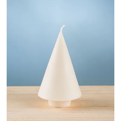 Bougie sapin minimaliste crème – bougie artisanale en cire de colza, design épuré pour une ambiance de Noël moderne.
