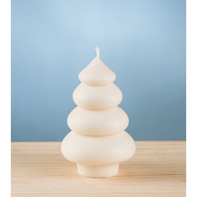 Bougie sapin bulles crème – bougie artisanale de Noël en cire de colza, design arrondi et doux.