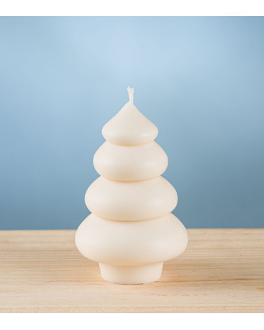 Bougie sapin bulles crème – bougie artisanale de Noël en cire de colza, design arrondi et doux.