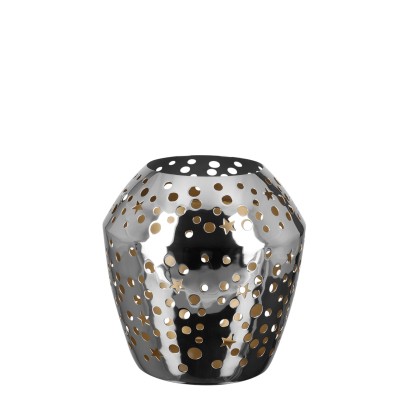 Photophore Sheila argenté H 24 cm - Intérieur doré