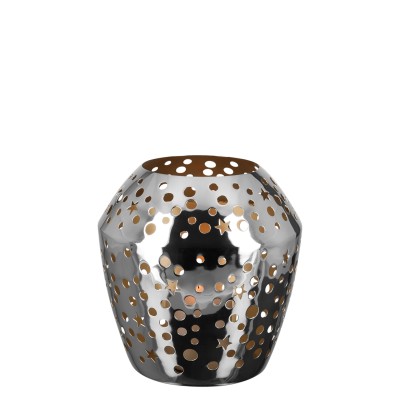 Photophore Sheila argenté H 24 cm - Intérieur doré