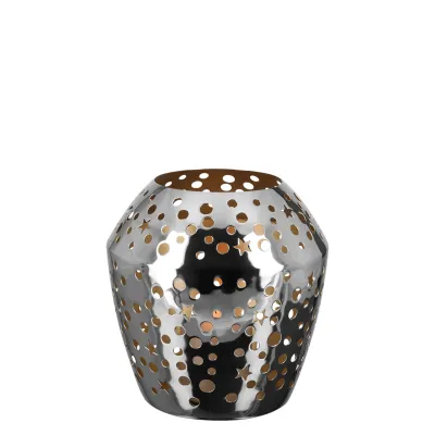 Photophore Sheila argenté H 24 cm - Intérieur doré