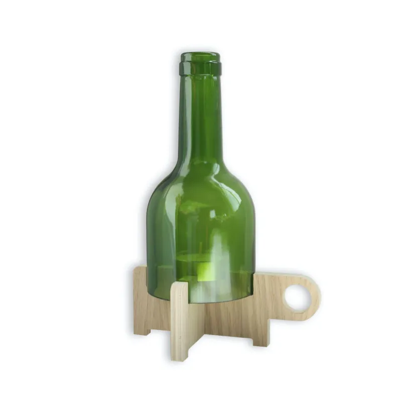 Bougeoir "BoBoBo" avec cloche en verre recyclé vert.