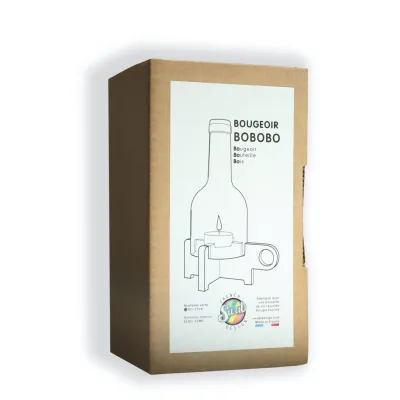 Emballage du bougeoir "BoBoBo", éco-conçu et élégant.