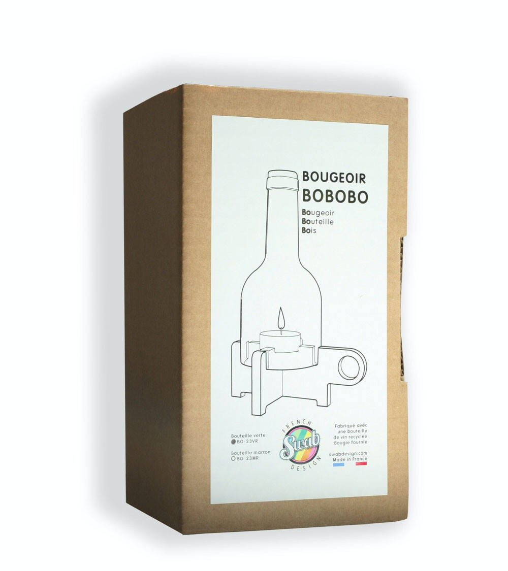 Emballage du bougeoir "BoBoBo", éco-conçu et élégant.