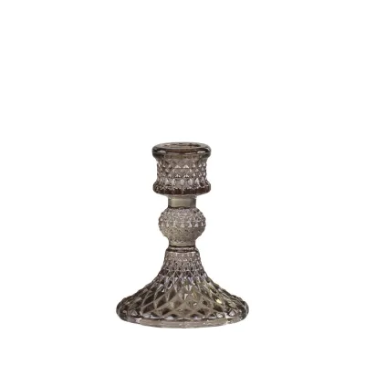 Bougeoir Mocca en verre, vue détaillée et élégante.