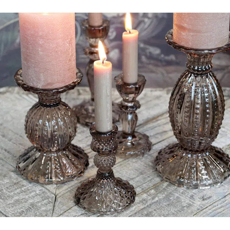Collection de bougeoirs en verre Mocca, ambiance chic.