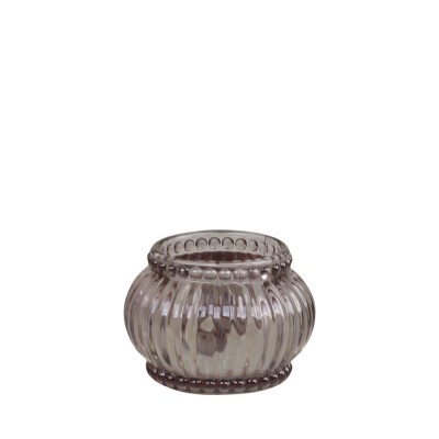 Photophore en verre taupe sur fond transparent